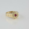 Men's 14K Yellow/Rose Gold Retro 1/3ct Ruby Hexagon Top Ring Size 9