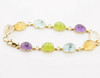 14K Yellow Gold Carved Crystal Scarab Cabs Bracelet Circa 1980