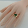 10K Yellow Gold Green Spinel Ring Modernist Bypass Design Size 5.5 Circa 1980