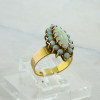 Vintage 14K Yellow Opal and Opal Halo Ring Size 6+ Circa 1950