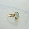 10K Yellow Gold Chalcedony Pear Diamond Accent Ring Size 7 Circa 1990