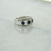 14K White Gold 1 ct tw Sapphire Rosette and Diamond Ring Size 7 Circa 1990