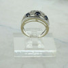 14K White Gold 1 ct tw Sapphire Rosette and Diamond Ring Size 7 Circa 1990