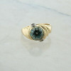 Antique 10K Yellow Gold 1/2 + Blue Zircon Art Deco Ring Size 4.5 Circa 1940