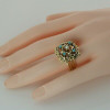 Vintage 14K Yellow Gold Turquoise & Pearl Rococo Style Ring Size 6.5 Circa 1950