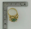 14K Yellow Gold Brutalist Jade Cabochon and Diamond Ring Size 8 Circa 1970