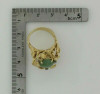 14K Yellow Gold Brutalist Jade Cabochon and Diamond Ring Size 8 Circa 1970