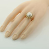 14K Yellow Gold White Mabe Pearl and Diamond Halo Ring Size 7.25 Circa 1970