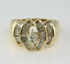 14K Yellow Gold 1.5ct tw Diamond Cocktail Ring Size 8.75 Circa 1980