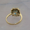 14K Yellow Gold Blue Topaz and Diamond Halo Cocktail Ring Size 5