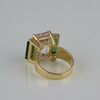 18K Yellow Gold Kunzite and Tourmaline Side Stone Ring Size 4.5 Circa 1980