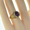 10K Yellow Gold Amethyst Ring with Fishnet Cut Out Sides Size 5.5 Circa 1990