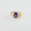 10K Yellow Gold Amethyst Ring with Fishnet Cut Out Sides Size 5.5 Circa 1990