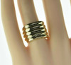 14K Yellow Gold 5 Banded Ring Size 7 Circa 1990