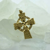 14K Yellow Gold Celtic Cross Incuse Decoration Diamond Cut Accents Circa 1980