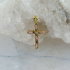 14K Yellow Gold Pink and White Cubic Zirconia Cross Pendant