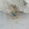 14K Yellow Gold Blue Topaz and Diamond Butterfly Pendant