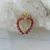 14K Yellow Gold 1.25 ct tw Pink Sapphire and Old Mine Cut Diamond Heart Pendant