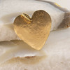 14K Yellow Gold Large Hand Hammered Heart Pendant Circa 1970