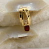 14K Yellow Gold Red Spinel and Diamond Accent Modernist Pendant Circa 1990