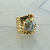 14K Yellow Gold Artistic Baroque Pearl Ring Size 6 Circa 1970