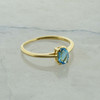 Vintage 14K Yellow Gold Blue Topaz Oval Solitaire Ring Size 5.75 Circa 1960