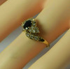 Vintage 14K Yellow Gold 1ct tw Blue Sapphire and Diamond Cluster Ring Circa 1960