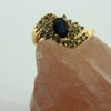 Vintage 14K Yellow Gold 1ct tw Blue Sapphire and Diamond Cluster Ring Circa 1960