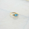 14K Yellow Gold Blue Topaz Diamond Accent Ring Size 5 Circa 1970