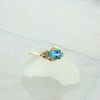 14K Yellow Gold Blue Topaz Diamond Accent Ring Size 5 Circa 1970