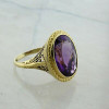 Vintage 14K Yellow Gold 5 ct Amethyst Ring Size 6 Circa 1950