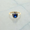 14K Yellow Gold Blue Stone Solitaire Ring Size 5.75 Circa 1940