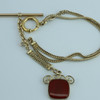 Antique Gold Filled Victorian Watch Fob Red Carnelian length 7+ inch Circa 1890