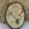 Antique Yellow Gold Filled Shell Cameo Woman with Sapphire Necklace Circa 1920