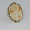 14K White Gold Shell Cameo Pin Pendant Circa 1925