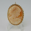 Vintage 14K Yellow Gold Shell Cameo Pin Pendant Circa 1960's