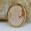 Vintage 18K Yellow Gold Shell Cameo Pin Pendant Circa 1940