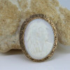 Antique 10K Yellow Gold Shell Cameo Pin Circa 1930