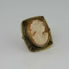 Antique Shell Cameo Oval Art Deco Pin Circa 1930