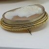 Antique 10K Yellow Gold Shell Cameo Pin Circa 1920