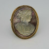 Antique 14K Yellow Gold Mother of Pearl Cameo Pin Circa 1940