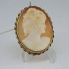 Gold-filled Shell Cameo Pin Pendant Twisted Border Oval Carving