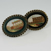 Vintage Pair of Micro Mosaic Building Pins Italian Circa 1950