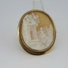 Antique 10K Yellow Gold Shell Cameo Scenic Pin Circa 1930