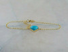 14K Yellow Gold Turquoise Heart Bracelet 7.75 Inches Circa 1990