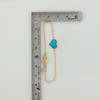 14K Yellow Gold Turquoise Heart Bracelet 7.75 Inches Circa 1990