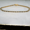 14K Yellow Gold 2 ct + Diamond and Sapphire Tennis Bracelet circa 1980