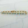 14K Yellow Gold 10 ct Medium Blue Topaz Bracelet 7 1/8 Inches Circa 1970