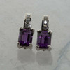 14K White Gold Amethyst and Diamond Earrings Circa 1990