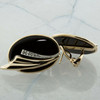 14K Yellow Gold Large Black Onyx and Diamond Earrings Circa 1990